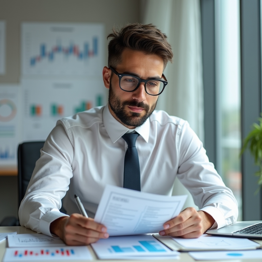 Documentos financieros y calculadora